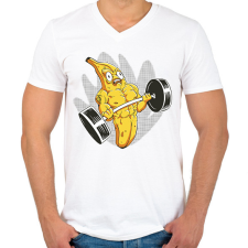 PRINTFASHION Testépítő banán - Férfi V-nyakú póló - Fehér férfi póló