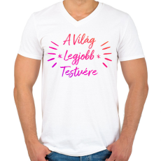 PRINTFASHION Testvér - Férfi V-nyakú póló - Fehér