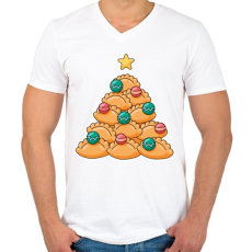 PRINTFASHION Tészta fa - Férfi V-nyakú póló - Fehér