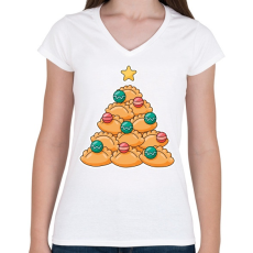 PRINTFASHION Tészta fa - Női V-nyakú póló - Fehér