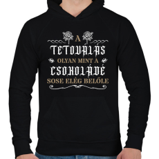 PRINTFASHION Tetoválás - Csokoládé - Férfi kapucnis pulóver - Fekete