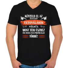 PRINTFASHION Tetoválások nélkül - Fehér - Férfi V-nyakú póló - Fekete férfi póló