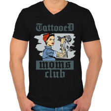 PRINTFASHION Tetovált anyák klubja - Férfi V-nyakú póló - Fekete férfi póló
