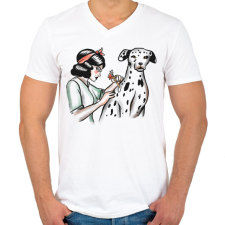 PRINTFASHION Tetovált dalmata - Férfi V-nyakú póló - Fehér férfi póló