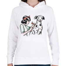 PRINTFASHION Tetovált dalmata - Női kapucnis pulóver - Fehér női pulóver, kardigán