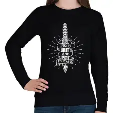 PRINTFASHION Tetovált és művelt - Női pulóver - Fekete női pulóver, kardigán