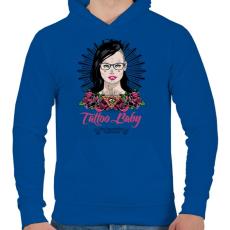 PRINTFASHION Tetovált lány - Férfi kapucnis pulóver - Királykék