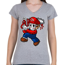 PRINTFASHION Texasi Marió - Női V-nyakú póló - Sport szürke női póló