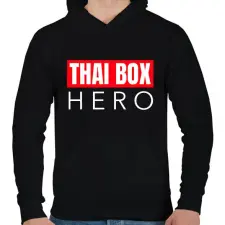 PRINTFASHION THAI BOX HERO - Férfi kapucnis pulóver - Fekete férfi pulóver, kardigán