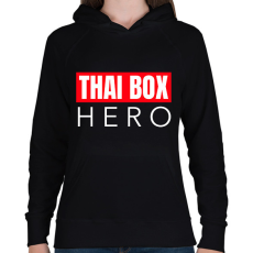 PRINTFASHION THAI BOX HERO - Női kapucnis pulóver - Fekete