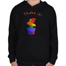 PRINTFASHION thake it - Gyerek kapucnis pulóver - Fekete gyerek pulóver, kardigán