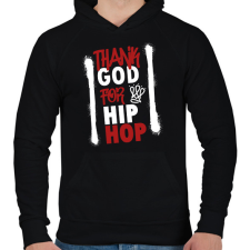 PRINTFASHION Thank God - Férfi kapucnis pulóver - Fekete férfi pulóver, kardigán
