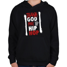 PRINTFASHION Thank God - Gyerek kapucnis pulóver - Fekete gyerek pulóver, kardigán