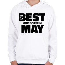 PRINTFASHION The Best are born in may - Gyerek kapucnis pulóver - Fehér gyerek pulóver, kardigán
