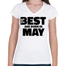 PRINTFASHION The Best are born in may - Női V-nyakú póló - Fehér