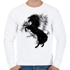 PRINTFASHION the black horse - Férfi pulóver - Fehér