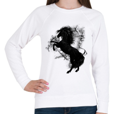 PRINTFASHION the black horse - Női pulóver - Fehér női pulóver, kardigán