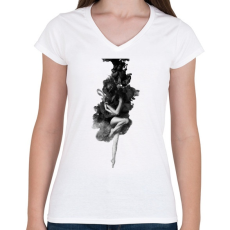 PRINTFASHION The born of the Universe - Női V-nyakú póló - Fehér