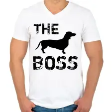 PRINTFASHION The boss - Férfi V-nyakú póló - Fehér férfi póló
