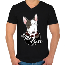 PRINTFASHION The Boss - Férfi V-nyakú póló - Fekete férfi póló