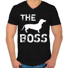 PRINTFASHION The boss - Férfi V-nyakú póló - Fekete