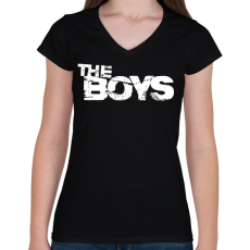 PRINTFASHION The Boys - Női V-nyakú póló - Fekete