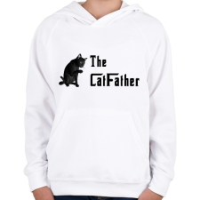 PRINTFASHION the catfather - Gyerek kapucnis pulóver - Fehér gyerek pulóver, kardigán