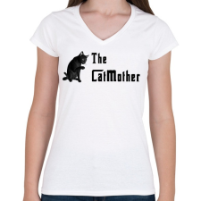 PRINTFASHION the catmother - Női V-nyakú póló - Fehér női póló