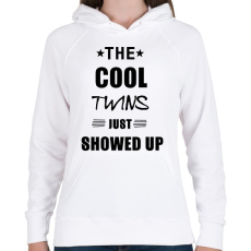 PRINTFASHION THE COOL TWINS BLACK - Női kapucnis pulóver - Fehér