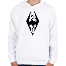 PRINTFASHION The Elder Scrolls V - Skyrim Logo - Gyerek kapucnis pulóver - Fehér