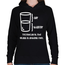 PRINTFASHION The glass is always full. - Női kapucnis pulóver - Fekete női pulóver, kardigán