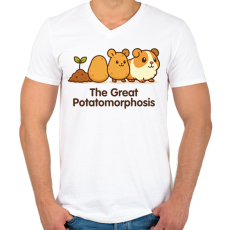 PRINTFASHION The Great Potatomorphosis - Férfi V-nyakú póló - Fehér