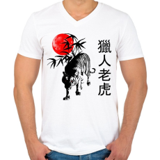 PRINTFASHION the hunting tiger - Férfi V-nyakú póló - Fehér