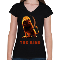 PRINTFASHION THE KING - Női V-nyakú póló - Fekete