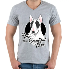 PRINTFASHION The most beautiful face - Férfi V-nyakú póló - Sport szürke