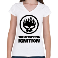 PRINTFASHION THE OFFSPRING IGNITION - Női V-nyakú póló - Fehér női póló