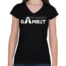 PRINTFASHION The Queen's Gambit logo - Női V-nyakú póló - Fekete női póló
