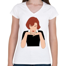 PRINTFASHION The Queen's Gambit - Női V-nyakú póló - Fehér női póló