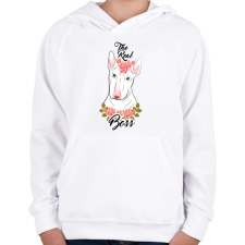 PRINTFASHION The Real Boss - Gyerek kapucnis pulóver - Fehér gyerek pulóver, kardigán