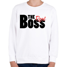 PRINTFASHION The Real Boss - Gyerek pulóver - Fehér gyerek pulóver, kardigán