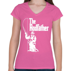 PRINTFASHION The Rodfather - Női V-nyakú póló - Rózsaszín