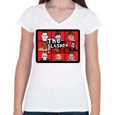 PRINTFASHION The Slasher Bunch - Női V-nyakú póló - Fehér
