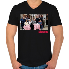 PRINTFASHION The Sopranos Cast - Férfi V-nyakú póló - Fekete férfi póló