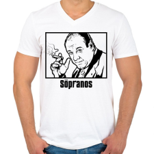 PRINTFASHION The Sopranos Tony - Férfi V-nyakú póló - Fehér férfi póló