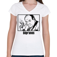 PRINTFASHION The Sopranos Tony - Női V-nyakú póló - Fehér