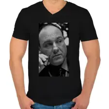 PRINTFASHION The Sopranos - Tony Soprano - Férfi V-nyakú póló - Fekete férfi póló