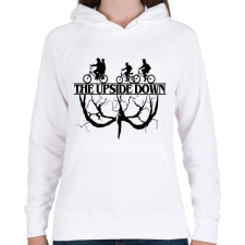 PRINTFASHION The upside down fekete - Női kapucnis pulóver - Fehér női pulóver, kardigán