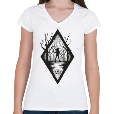 PRINTFASHION The Upside Down - Női V-nyakú póló - Fehér női póló