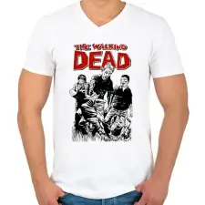 PRINTFASHION The Walking Dead - Férfi V-nyakú póló - Fehér férfi póló