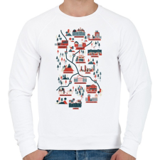 PRINTFASHION The walking dead map versionB - Férfi pulóver - Fehér férfi pulóver, kardigán